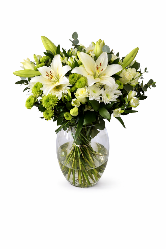 Large sympathy arrangement by My Store featuring a graceful floral display in a vase, suitable for expressing condolences and sympathy.