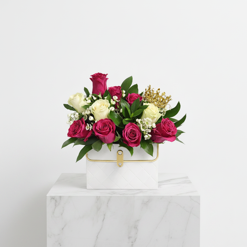 Colorful handbag arrangement featuring stylish bags with floral accents, perfect for fashion and home decor displays.