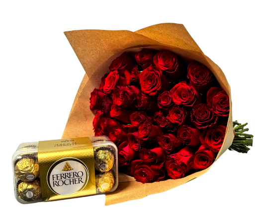 36 red Roses and Ferrero Rocher Truffles - Jihaans Flower Emporium