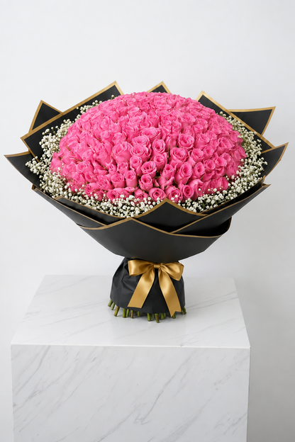 Assorted Size & Colour Rose Bouquets (with Baby's Breath)