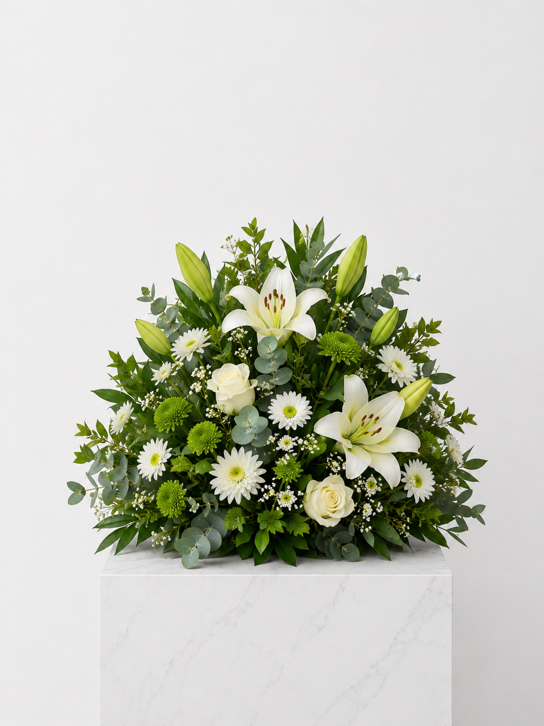 White Upright Funeral Arrangement