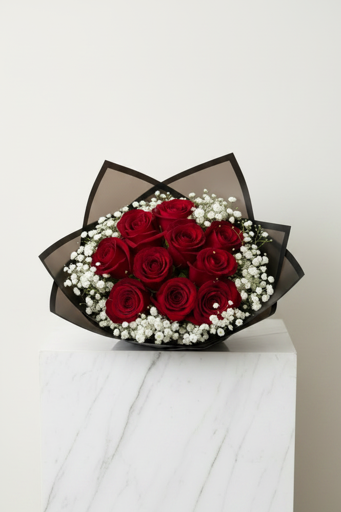 Assorted Size & Colour Rose Bouquets (with Baby's Breath)