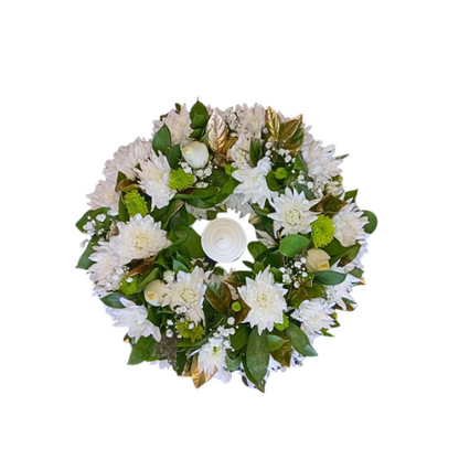 White Remembrance Candle Wreath - Medium