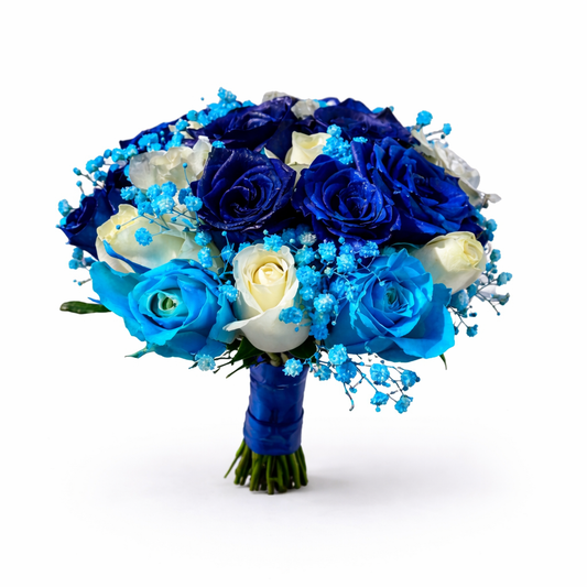 Blue and white bridal Bouquet - 20 stem - Jihaans Flower Emporium