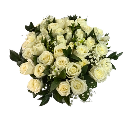 36 White Roses (with a vase) - Jihaans Flower Emporium