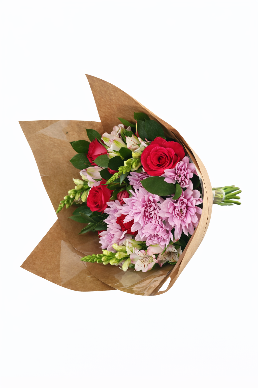 Colorful berry-themed flower bunch featuring pink, purple, and red blooms, ideal for decorative or gifting purposes.