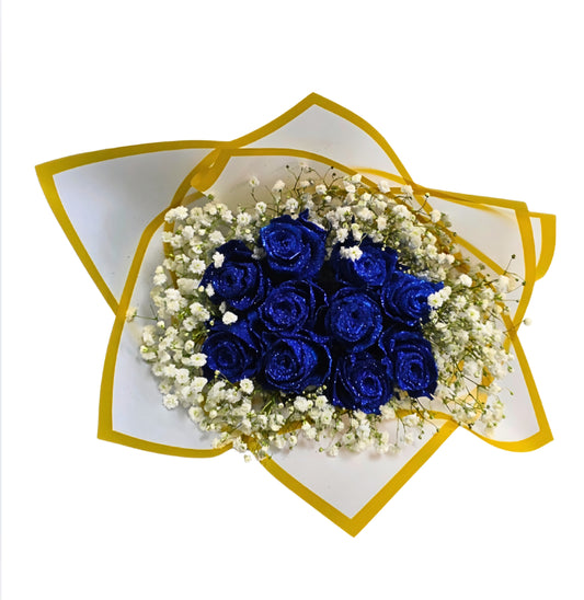 Glitter Rose Bouquet with Babies Breath (assorted sizes and colour's)