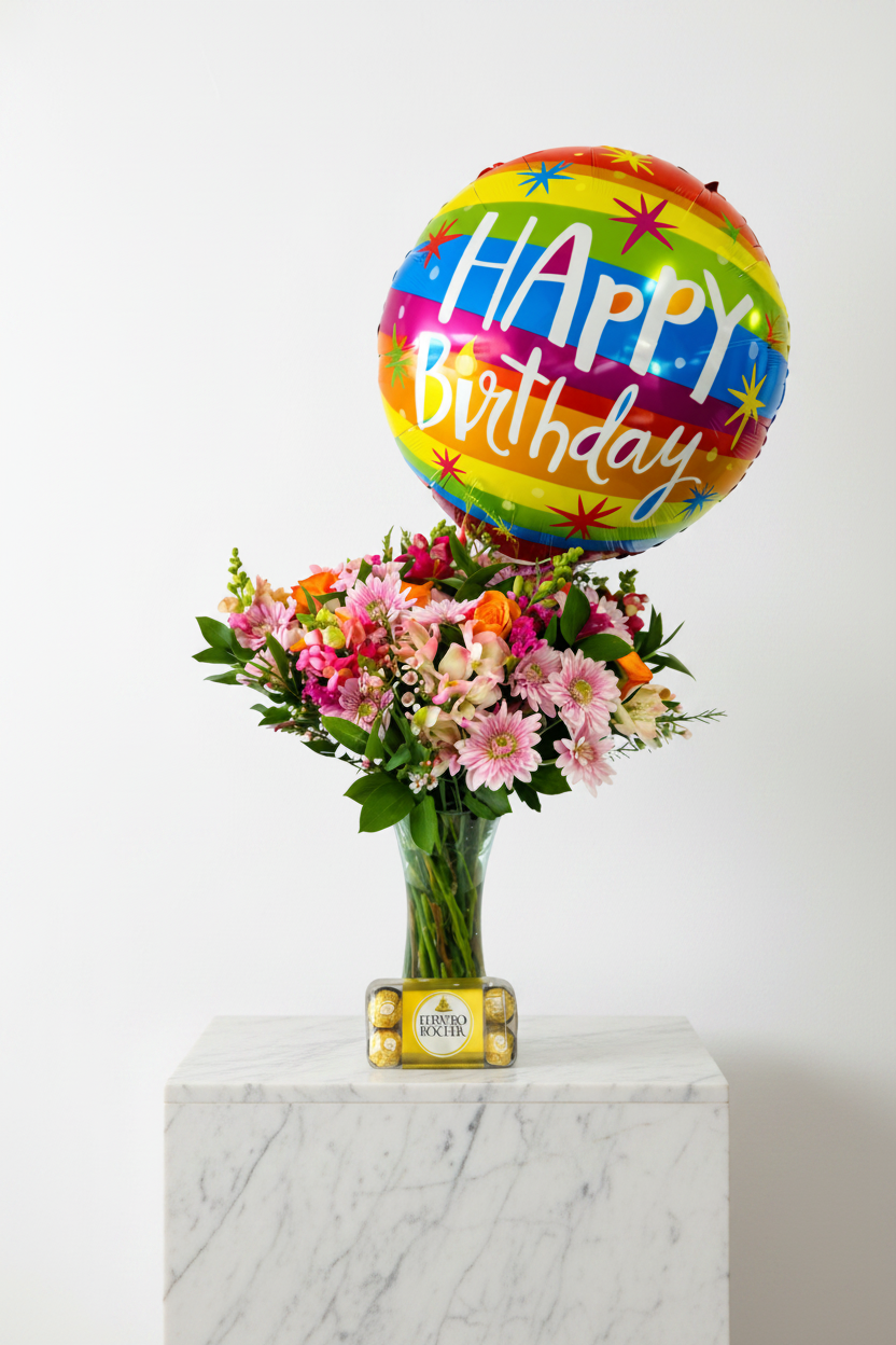 Colorful birthday set with balloons, banners, and decorations from My Store's birthday party collection.