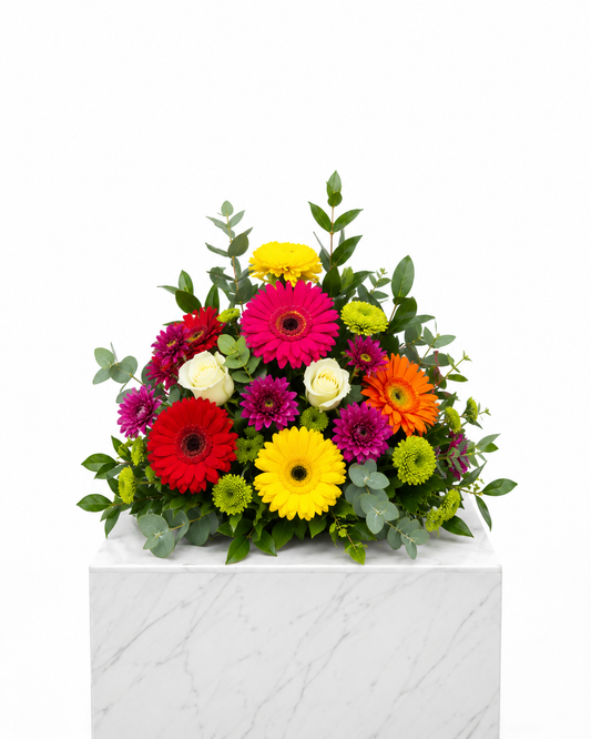 Colourful Upright Funeral Arrangement